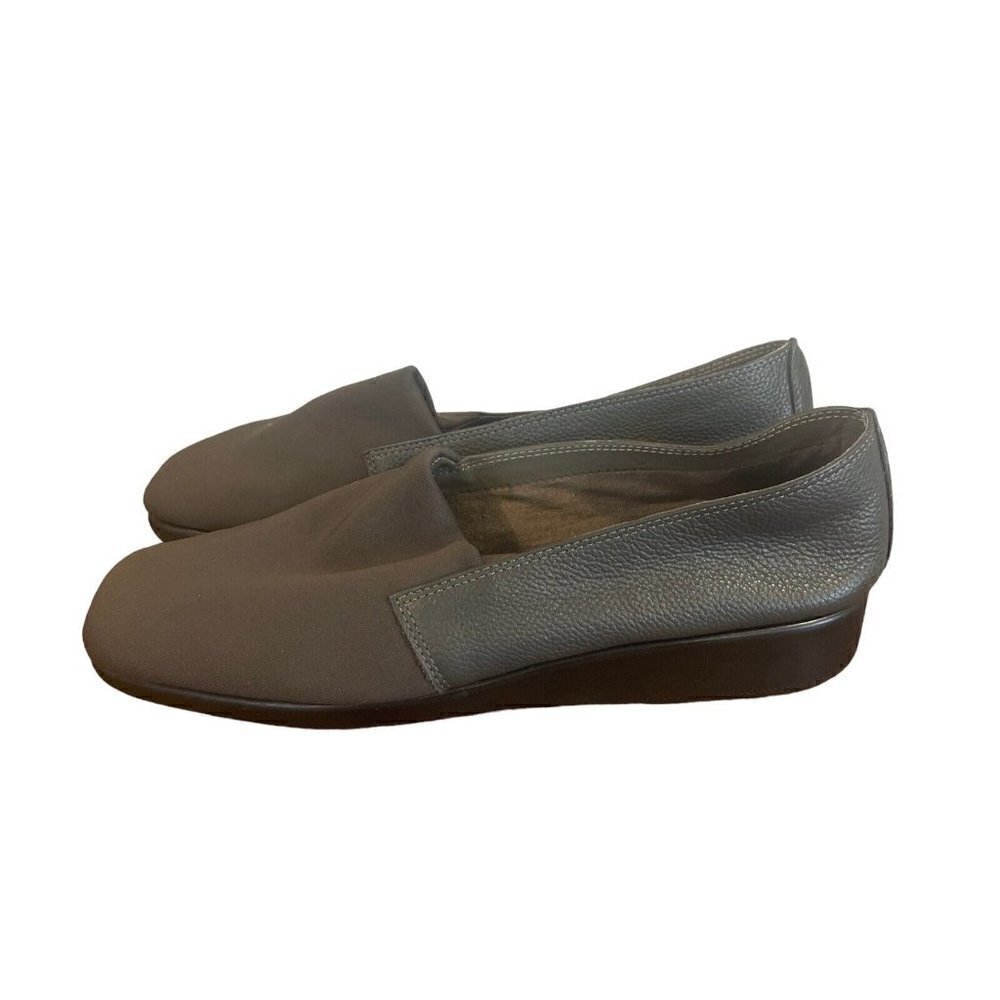 Aerosoles Shoes Womens Size 9M Purple Gray Leather slip on mules comfort stretch